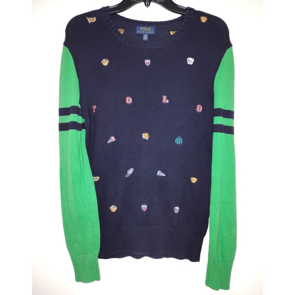Polo Ralp Lauren Varsity Inspired Embroidered Crewneck Sweater Youth L 14-16